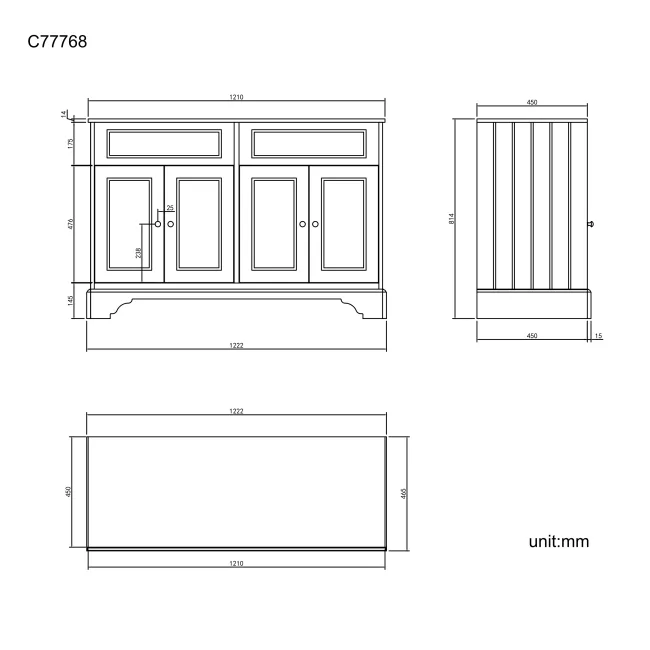Lucia Chalk White Cabinet with Marble Top 1200mm - Excludes Counter Top Basins