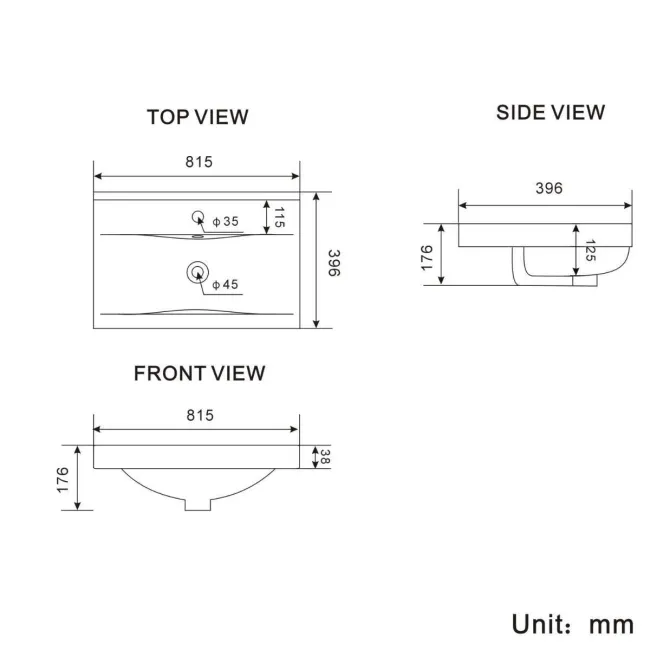 Bermuda Inky Blue Basin Vanity 800mm - Brushed Brass Accents