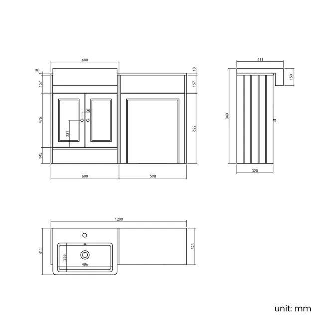 Monaco Midnight Green Basin Vanity and Back To Wall Unit 1200mm (Excludes Pan & Cistern)