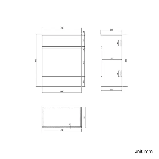 Foster Tungsten Grey Combination Vanity Basin and Houston Toilet 1200mm - Left Handed