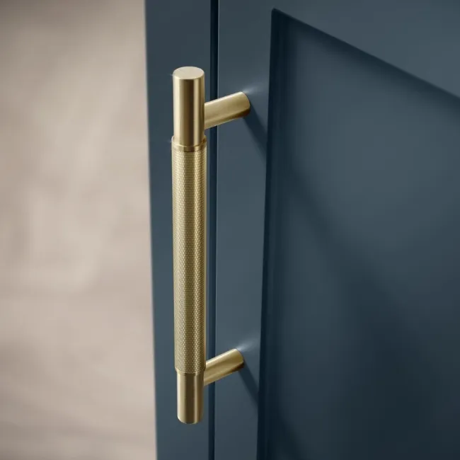 Bermuda Inky Blue Basin Vanity 500mm - Brass Knurled Handles