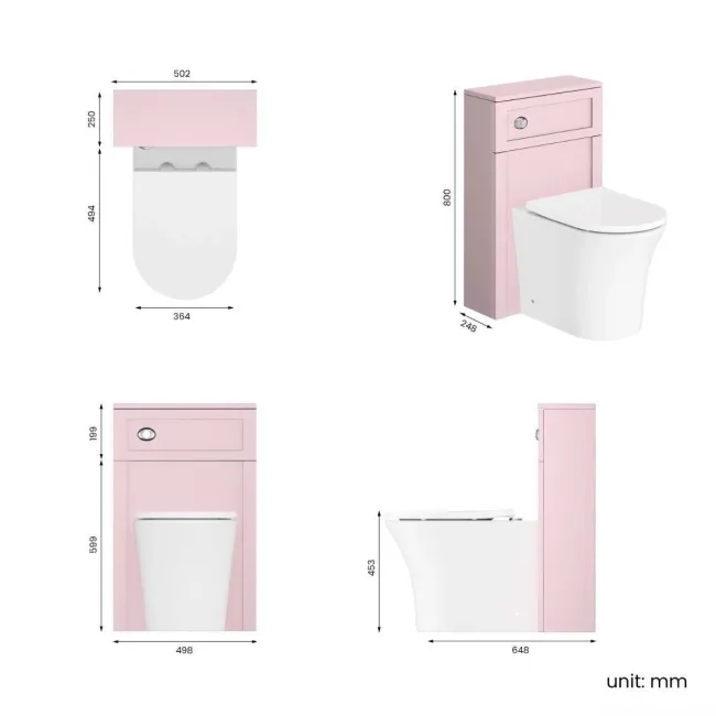 Traditional Cashmere Pink Slimline Back To Wall Unit and Tucson Toilet