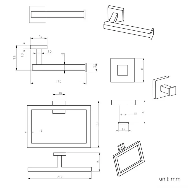 Isla Brushed Brass 3 Pieces Accessory Set