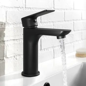 Lusk Matt Black Basin Mixer Tap