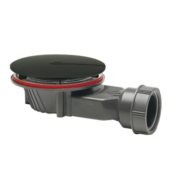 Wirquin Slim 90mm Shower Waste - Matt Black Dome