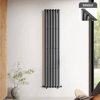 Marbella Anthracite Single Oval Panel Radiator 1800x360mm