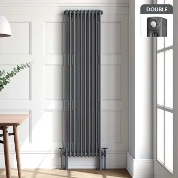Athens Anthracite Double Column Vertical Traditional Radiator 1800x470mm