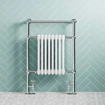 Gibraltar Slimline Large White Traditional Heated Towel Radiator (Flat Top Rail)