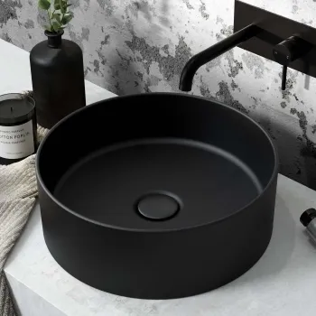 Louisiana Matt Black Round Counter Top Basin 355mm