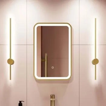 Olivia Brushed Brass Illuminated LED Mirror 600x400mm