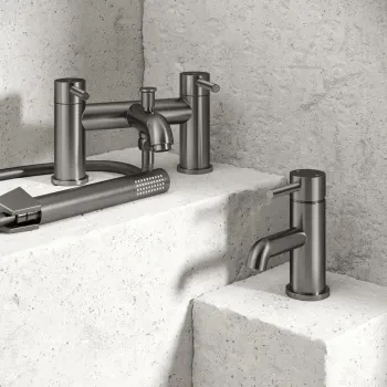 Trent Gunmetal Grey Basin & Shower Bath Mixer Tap Set