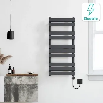 Santorini Electric Anthracite Flat Panel Heated Towel Rail 1000x450mm