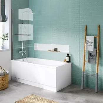 Stafford  1600x700 Shower Bath & 4mm Screen with Rail