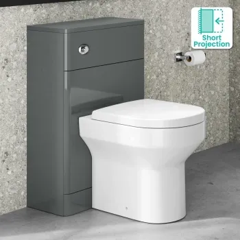 Corsica Curved Storm Grey Slimline Back To Wall Unit and Denver Toilet