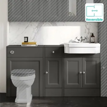 Monaco Graphite Grey Traditional Basin Vanity and Back To Wall Unit 1500mm (Excludes Pan & Cistern)