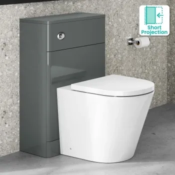 Corsica Curved Storm Grey Slimline Back To Wall Unit and Boston Toilet
