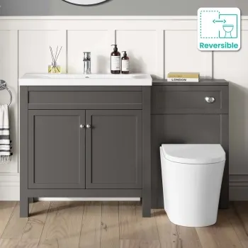 Bermuda Graphite Grey Combination Vanity Basin and Boston Toilet 1300mm