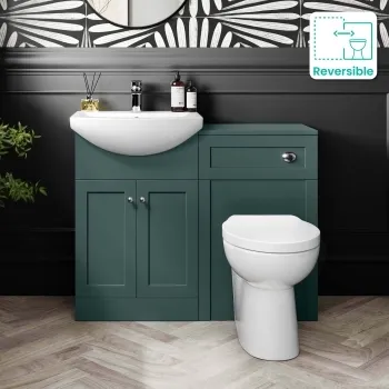 Capri Mystic Green Combination Vanity Basin and Austin Toilet 1050mm - Chrome Handles