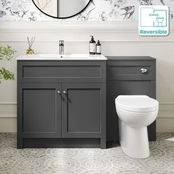 Milos Slate Grey Combination Vanity Basin and Austin Toilet 1300mm - Chrome Handles