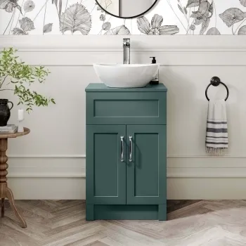 Milos Mystic Green Vanity with Oval Basin 500mm - Traditional Handles