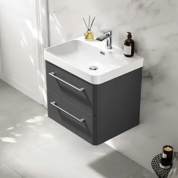 Omaha Slate Grey Wall Hung Basin Drawer Vanity 600mm