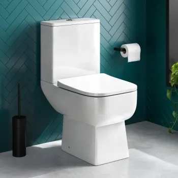 Portland Slimline 555 Depth Rimless Close Coupled Toilet With Soft Close Seat