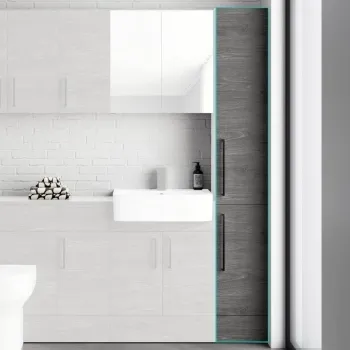 Harper Charcoal Elm Floor Standing Tall Cabinet Unit 1900x300mm - Black Touch