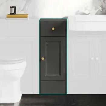 Monaco Graphite Grey Side Cabinet Unit 300mm - Brushed Brass Accents