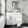 Avon Gloss White Combination Vanity Basin and Atlanta Toilet 1100mm - Black Accents - Left Handed