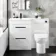 Avon Gloss White Combination Basin Drawer and Aruba Toilet 1100mm - Black Accents - Left Handed