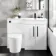 Avon Gloss White Combination Vanity Basin and Boston Toilet 1100mm - Black Accents - Right Handed