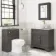 Lucia Graphite Grey Vanity with Marble Top & Round Counter Top Basin 840mm - Brushed Brass Accents