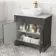 Lucia Graphite Grey Vanity with Marble Top & Curved Counter Top Basin 840mm - Brushed Brass Accents