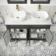 Lucia Graphite Grey Double Vanity with Marble Top & Curved Counter Top Basin 1200mm - Brushed Brass Accents