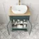 Lucia Midnight Green Vanity with Oak Effect Top & Curved Counter Top Basin 640mm - Brushed Brass Accents