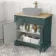 Lucia Midnight Green Cabinet with Oak Effect Top 840mm (Excludes Counter Top Basin) - Brushed Brass Accents
