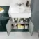 Monaco Midnight Green Combination Vanity Traditional Basin and Hudson Toilet with Wooden Seat 1500mm