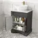 Lucia Graphite Grey Vanity with Marble Top & Oval Counter Top Basin 640mm - Brass Knurled Handles