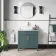 Bermuda Midnight Green Vanity with Marble Top & Curved Counter Top Basin 800mm - Brass Knurled Handles