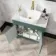 Bermuda Midnight Green Vanity with Marble Top & Curved Counter Top Basin 800mm - Brass Knurled Handles