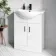 Quartz Gloss White Vanity with Semi Recessed Basin 650mm - Black Accents