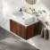 Malta Fluted Black Walnut Wall Hung Drawer Vanity with Marble Top & Cody Basin 600mm