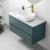 Corsica Midnight Green Vanity Drawer with Marble Top & Curved Counter Top Basin 1000mm
