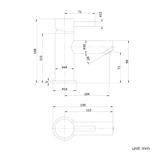 Wye Brushed Brass Basin Mixer Tap
