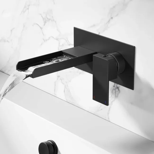 Avon Matt Black Waterfall Wall Mounted Bath Filler