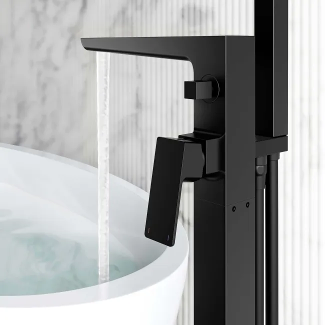 Ribble Matt Black Freestanding Bath Shower Mixer Tap