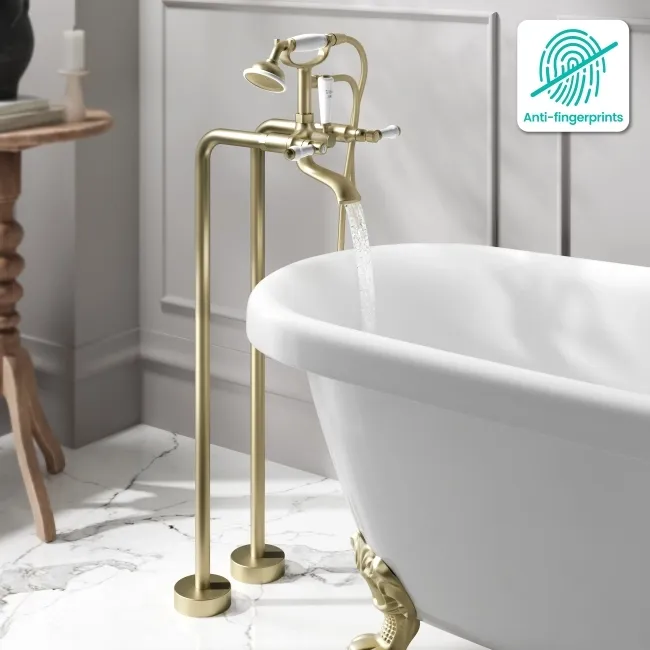 Beauly Brushed Brass Freestanding Bath Shower Mixer Tap