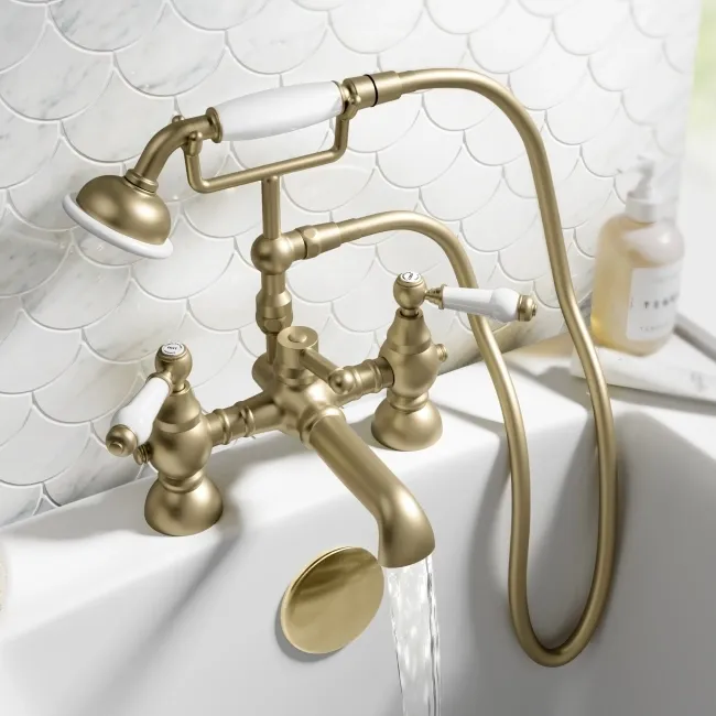 Beauly Traditional Brushed Brass Bath Shower Mixer Tap