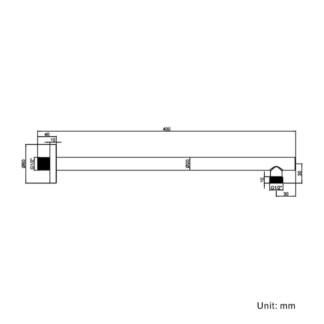 400mm Round Wall Mounted Shower Arm Round