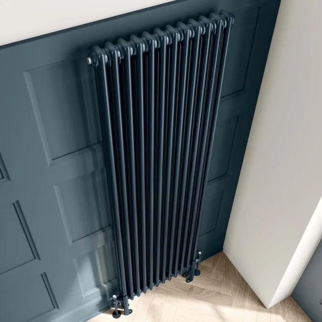 Athens Inky Blue Double Column Vertical Traditional Radiator 1800x560mm